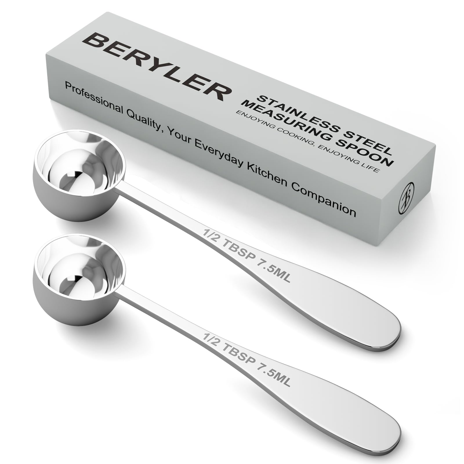 2PCS 1/2TBSP(7.5ML) Measuring Spoon, 18/8(304) Stainless Steel Tablespoon