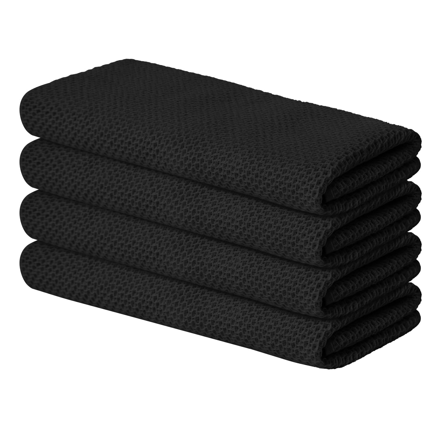 100% Cotton Black Waffle Weave Kitchen Dish Cloths (4 Count)