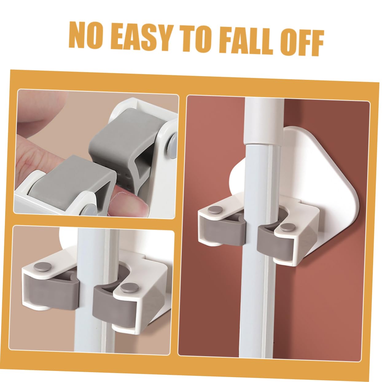 Mop Hanger Wall Mount Adhesive Broom Hooks Mop Bucket Wall Hooks for Cleaning Tools Easy Install