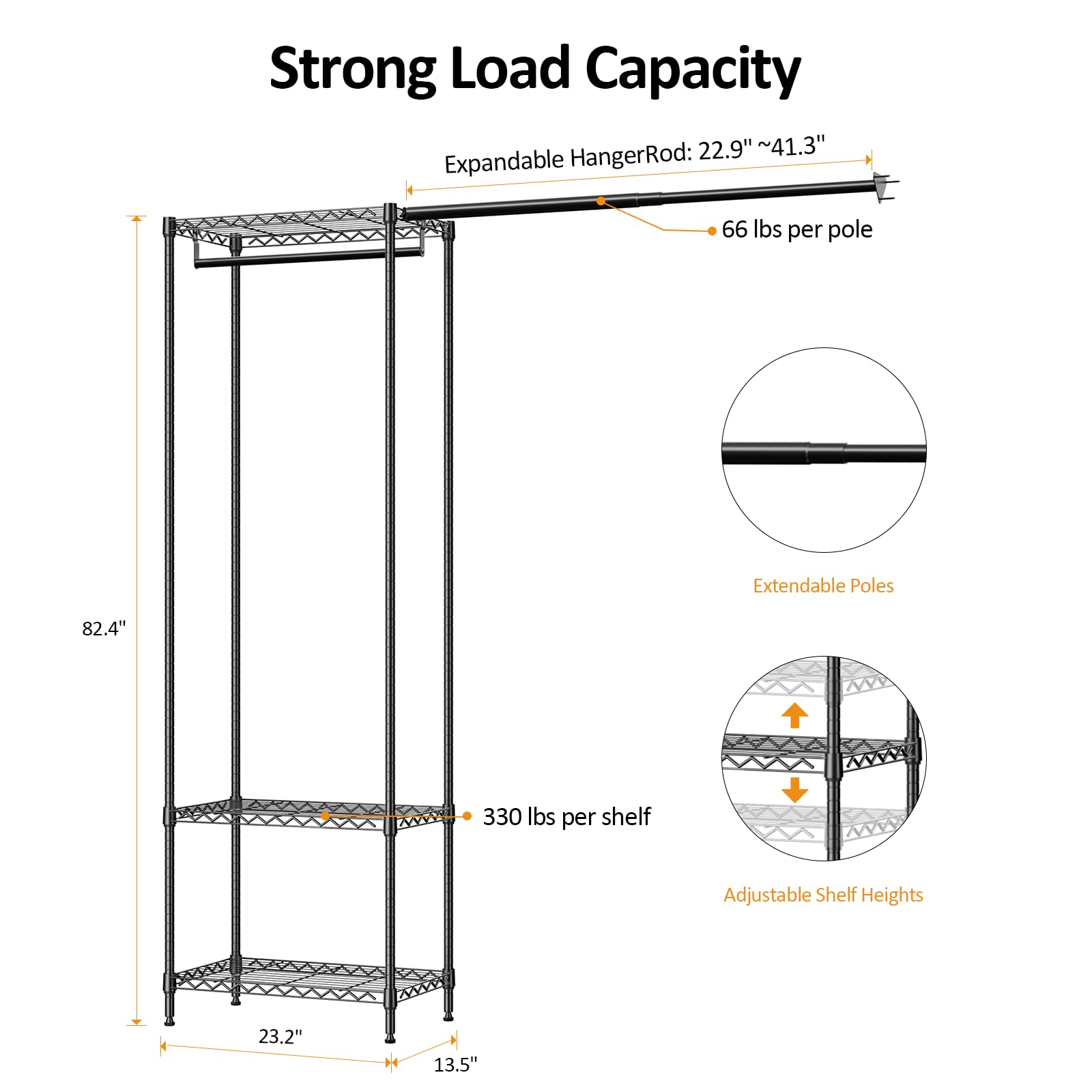 Heavy Duty Garment Rack Wire Clothes Rack for Hanging Clothes
