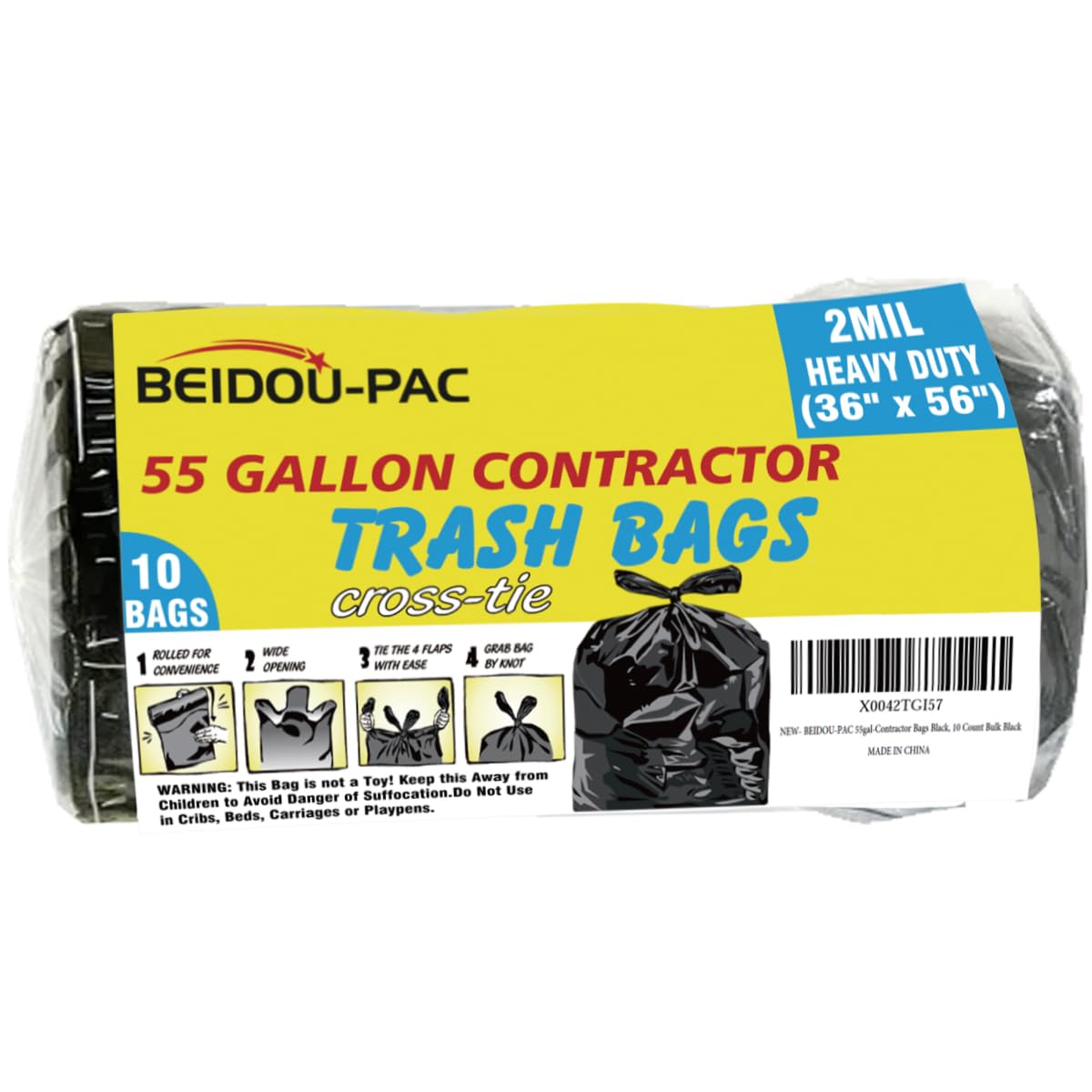 Contractor Heavy Duty Trash Bags 55 Gallon (10 Count)