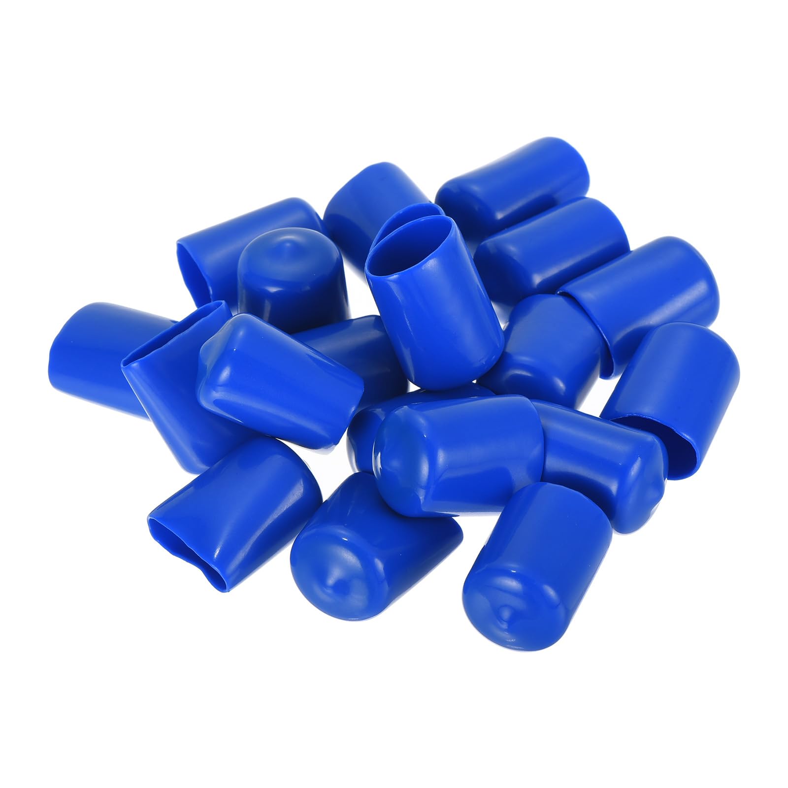20pcs Rubber End Caps 18mm ID Vinyl Round Tube Bolt Cap Cover Screw Thread Protectors Blue
