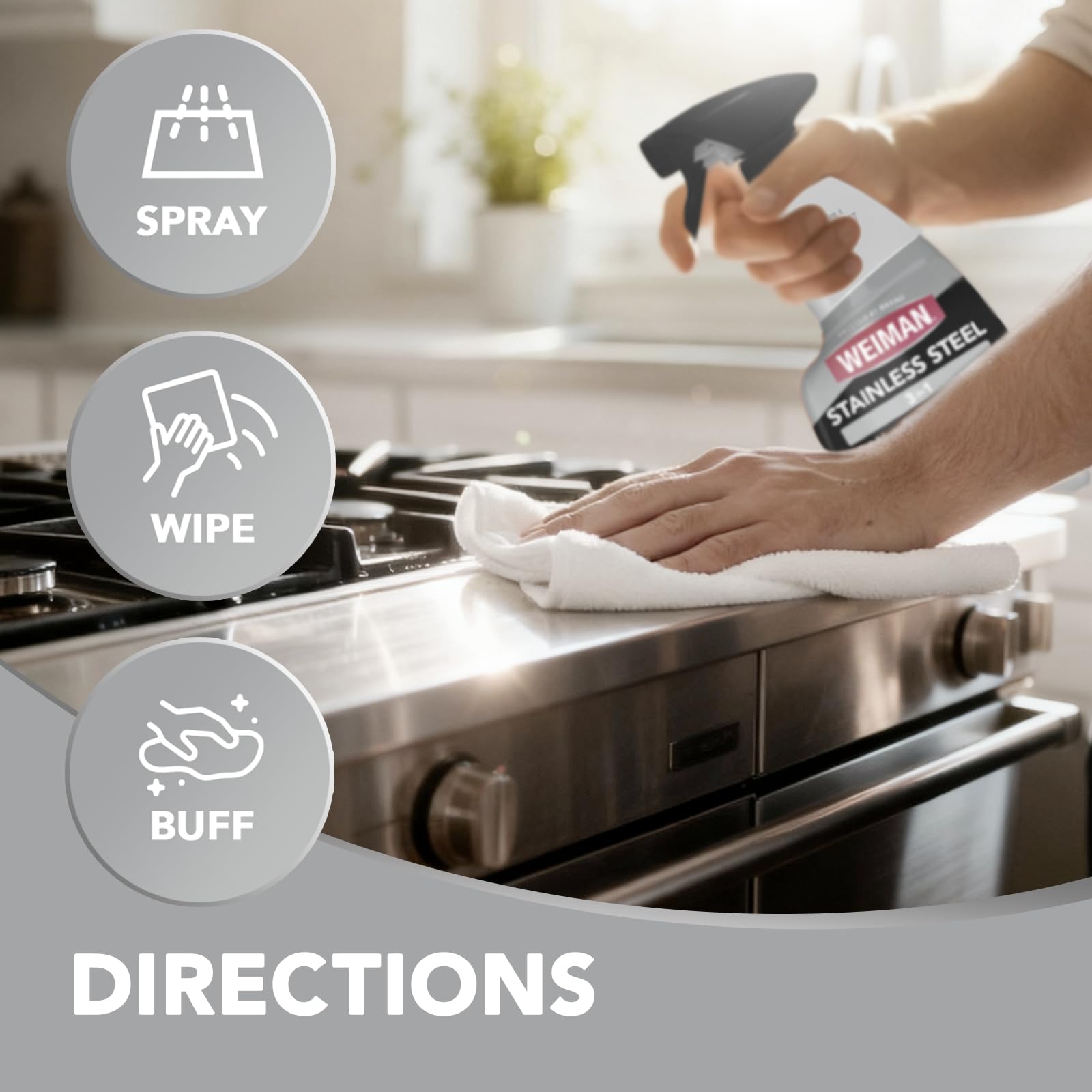 Stainless Steel Cleaner & Polish Spray with Cloth (24 Fl Oz)