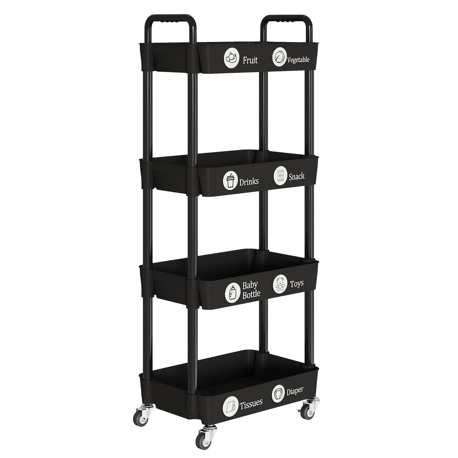 4 Tier Rolling Cart with Wheels