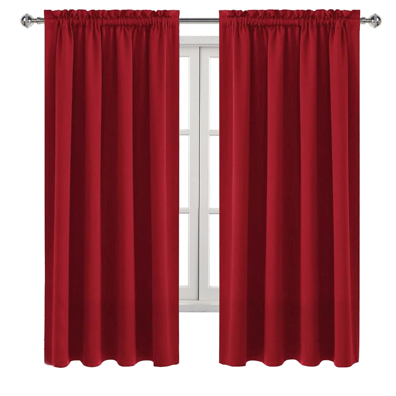 Blackout Curtains for Bedroom Living Room 52 x 63 Inch Long Red (2 Count)