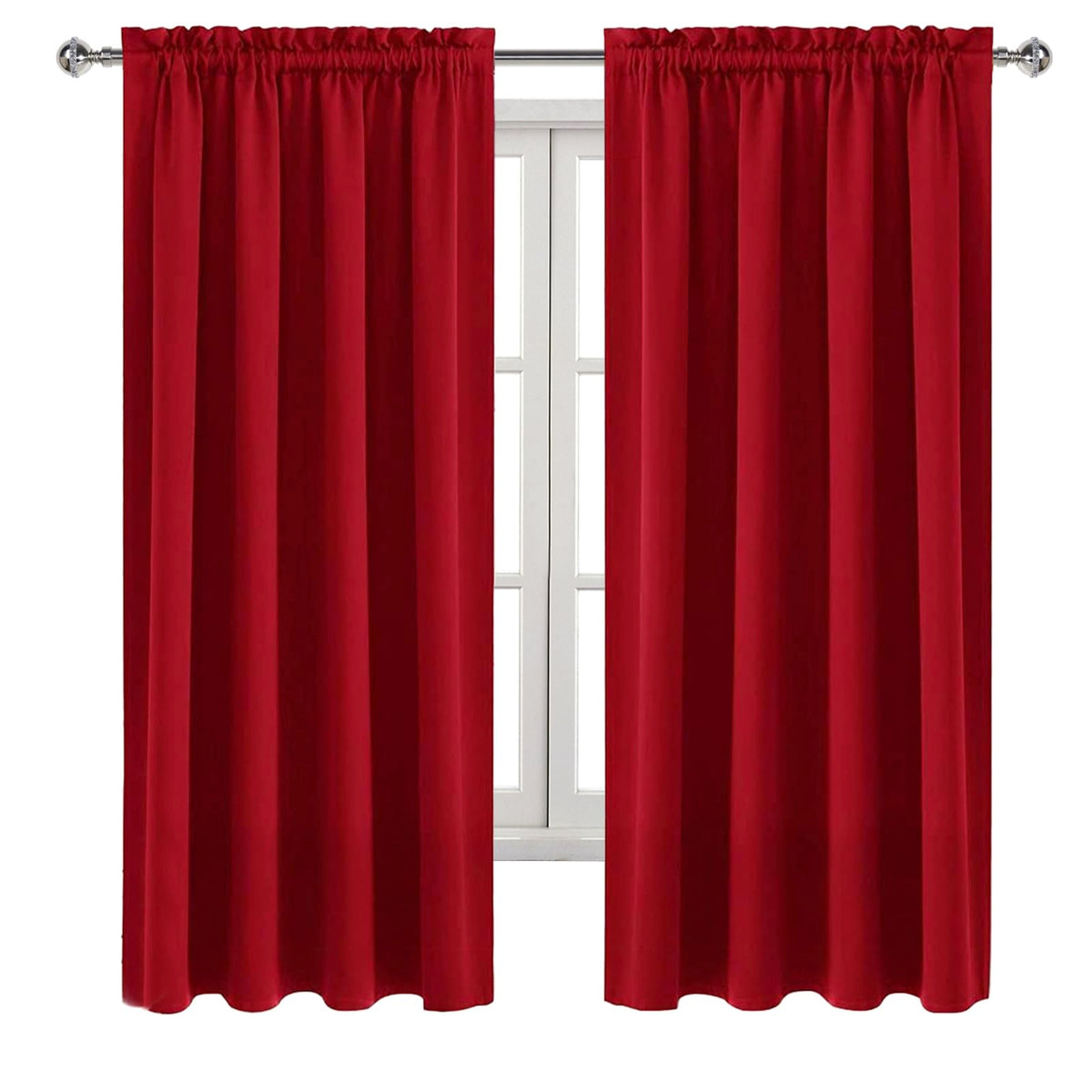 Blackout Curtains for Bedroom Living Room 52 x 63 Inch Long Red (2 Count)