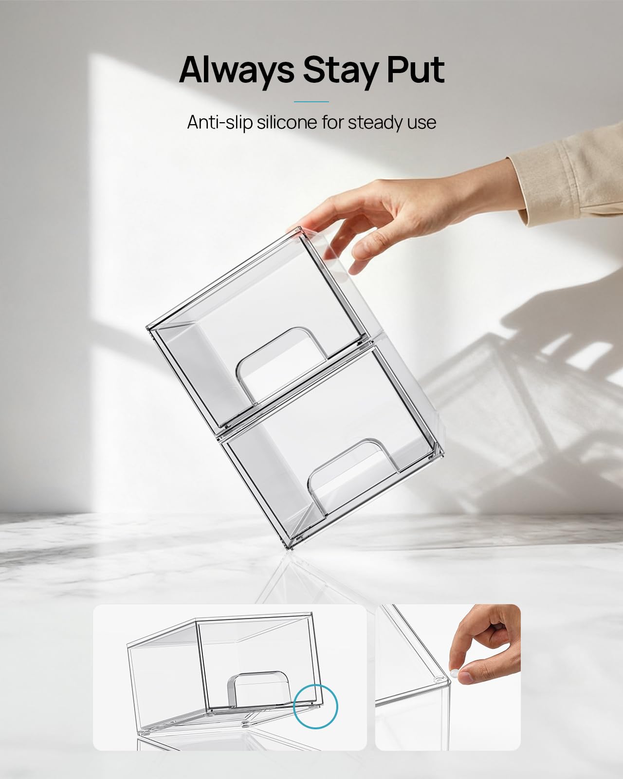 10 Pack Small Clear Stackable Storage Drawers (10 Count)