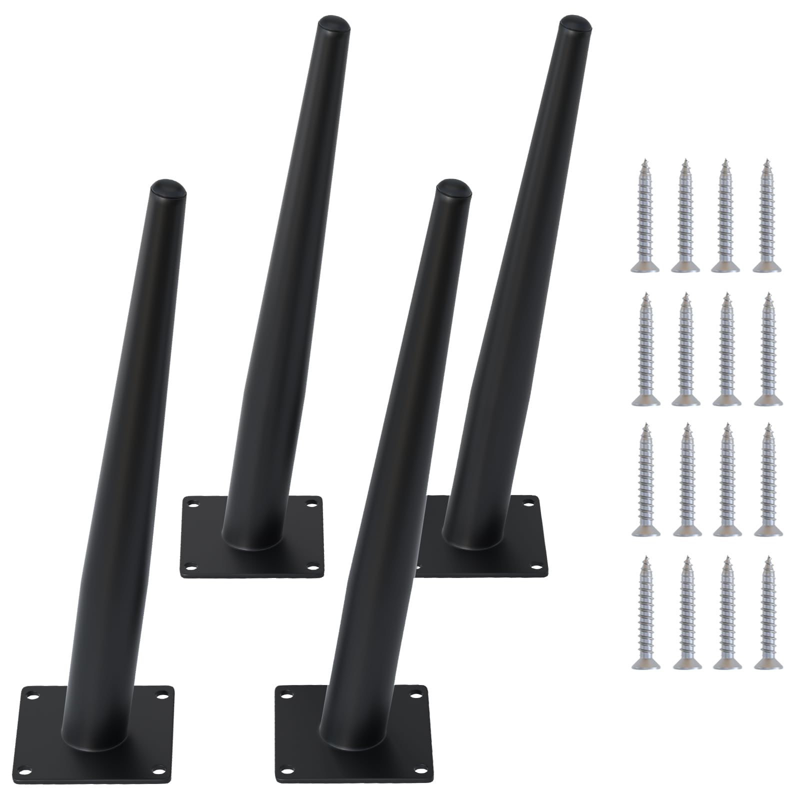4PCS 12 Inch Matte Black Tapered Angled Legs for Furniture