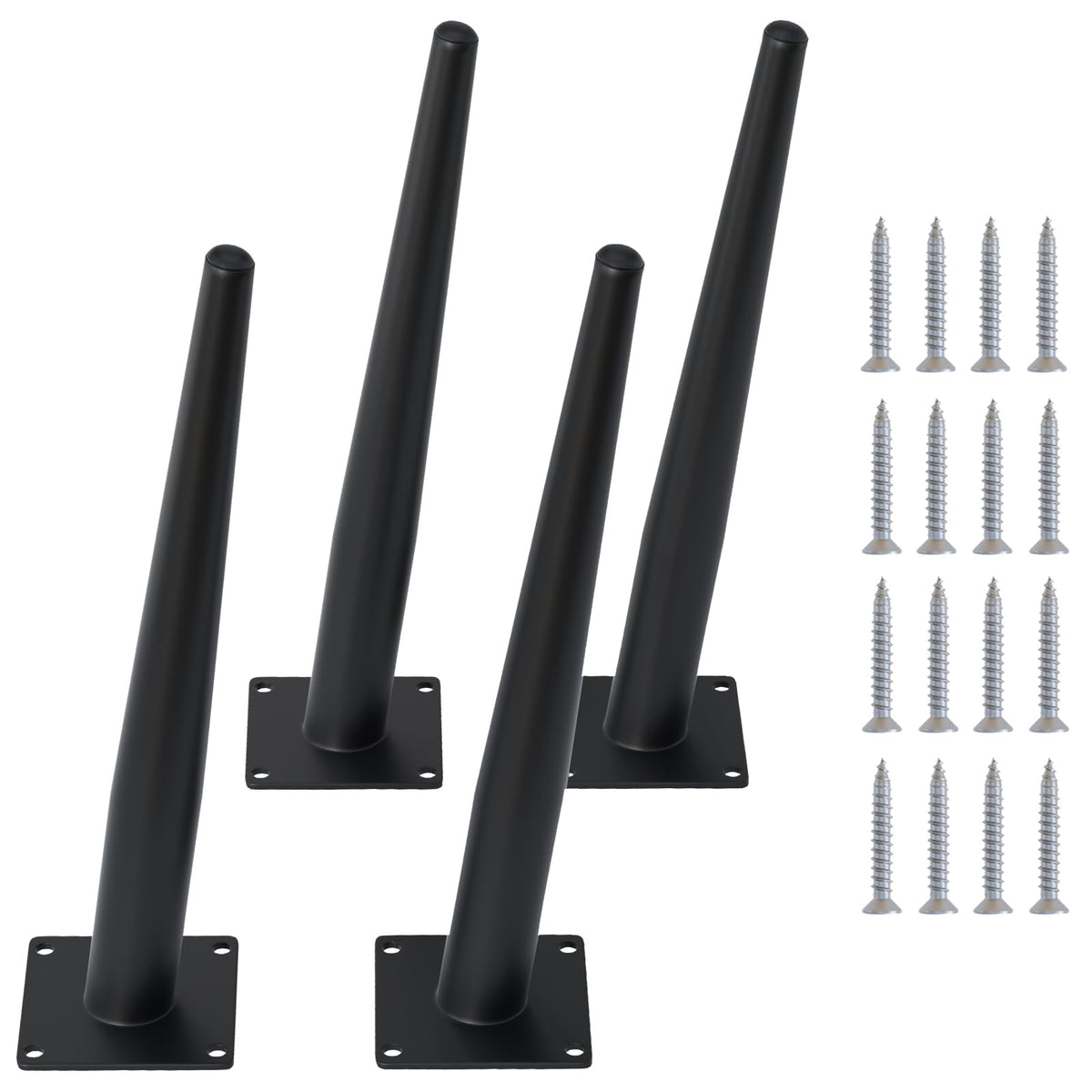4PCS 12 Inch Matte Black Tapered Angled Legs for Furniture