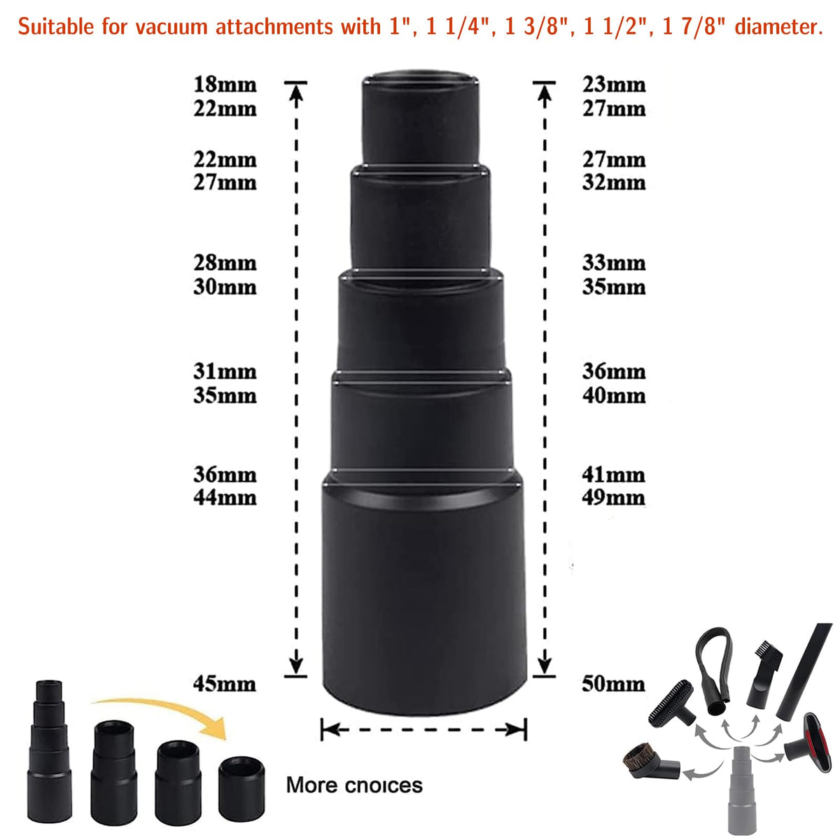 Universal Vacuum Attachments for Shop Vac Accessories Hose Adapter