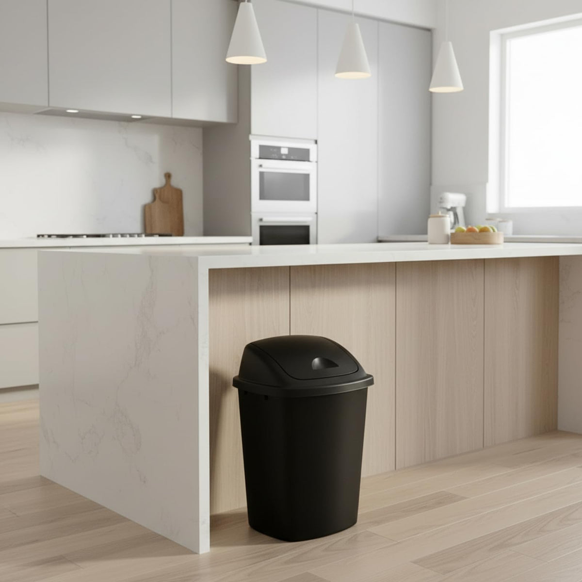 4 Pack 11 Gallon Kitchen Trash Cans with Swing Top (4 Count)