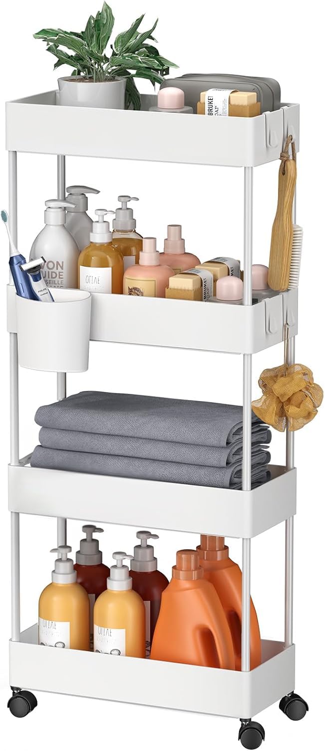 4 Tier Slim Storage Cart with Wheels