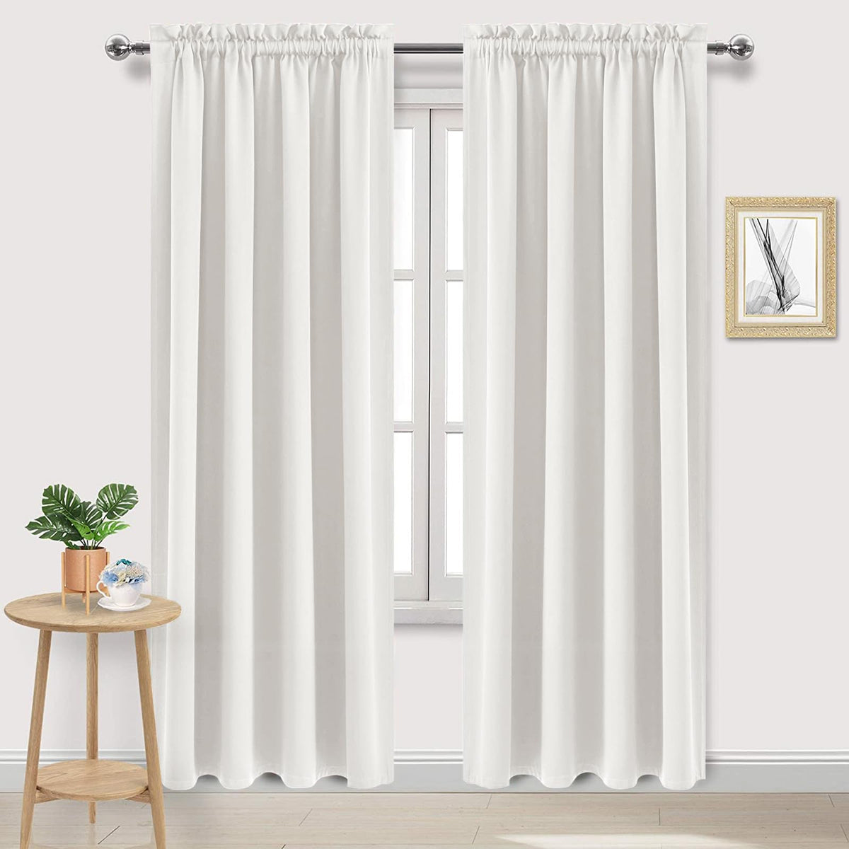 Blackout Curtains for Bedroom Living Room 52 x 95 Inch Long Ivory (2 Count)