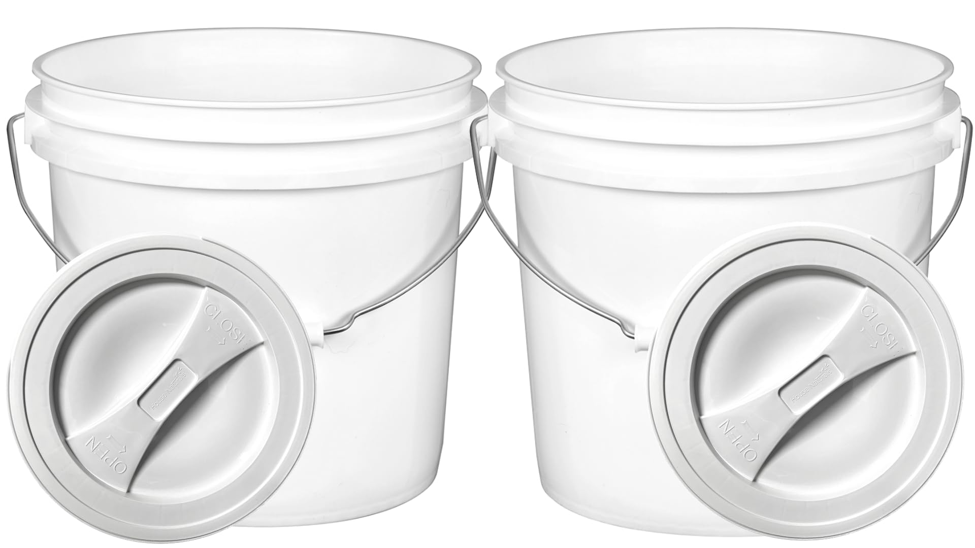 2 Gallon Food Grade BPA Free Bucket Container with Screw on White Lid (2 Count)