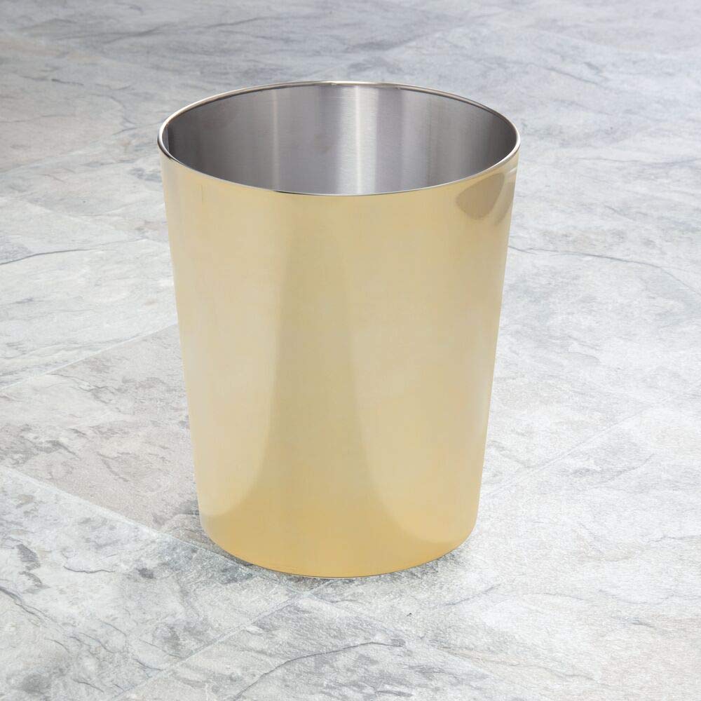 Round Metal Small 1.7 Gallon Recycle Trash Can Wastebasket