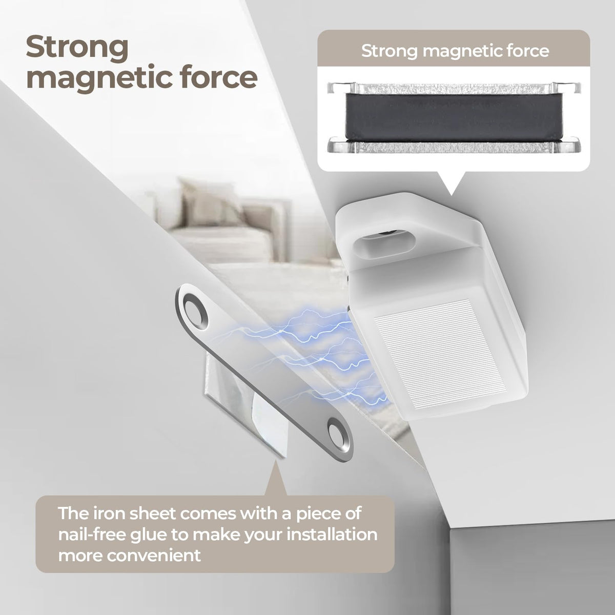 Cabinet Magnetic Catch Door Latch 25LB for Kitchen Drawer Magnets to Stay Closed Magnetic Catch Closet for Drawer（White 12 Pack）