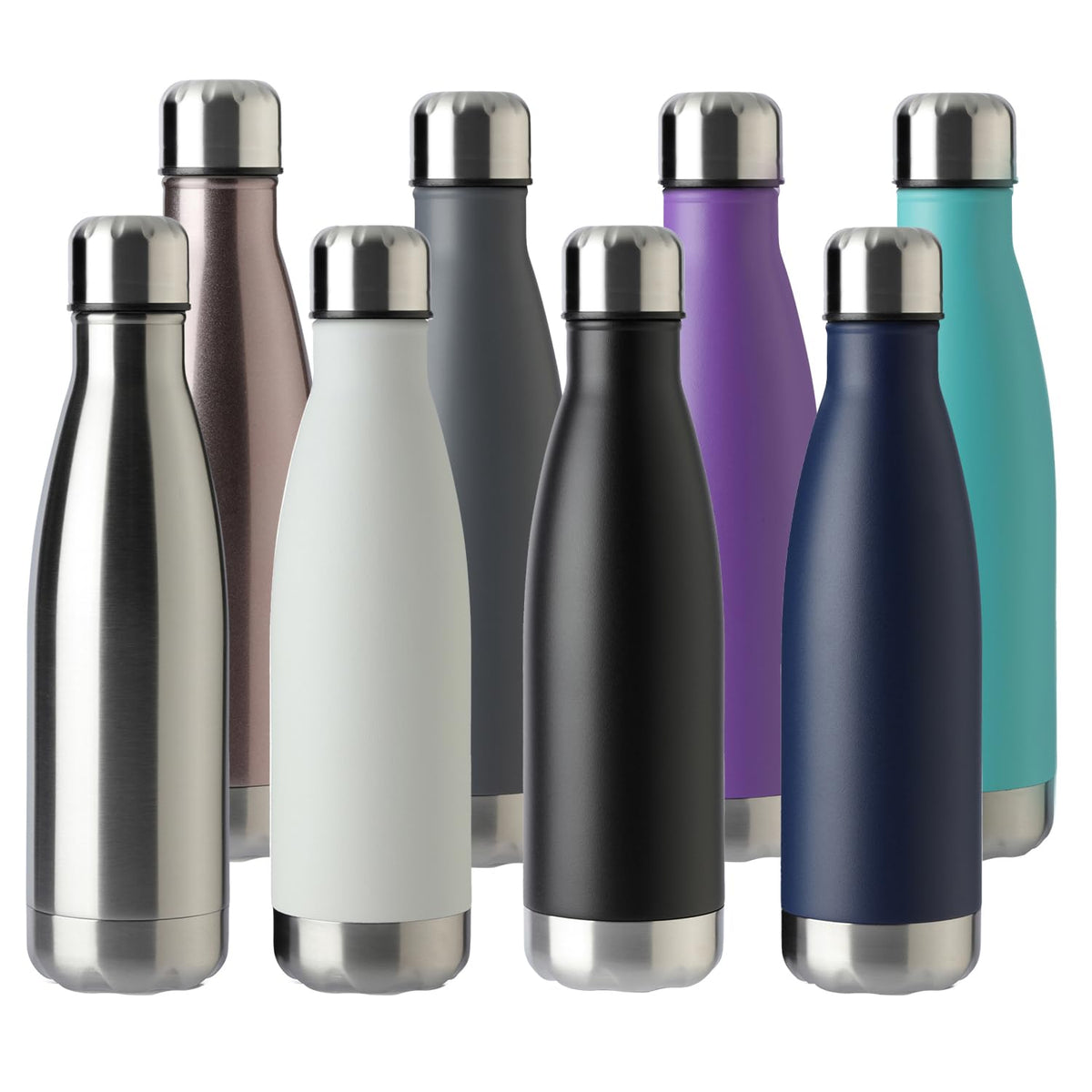 17oz Sport Water Bottle 8 Pack Vacuum Insulated Stainless Steel Leak