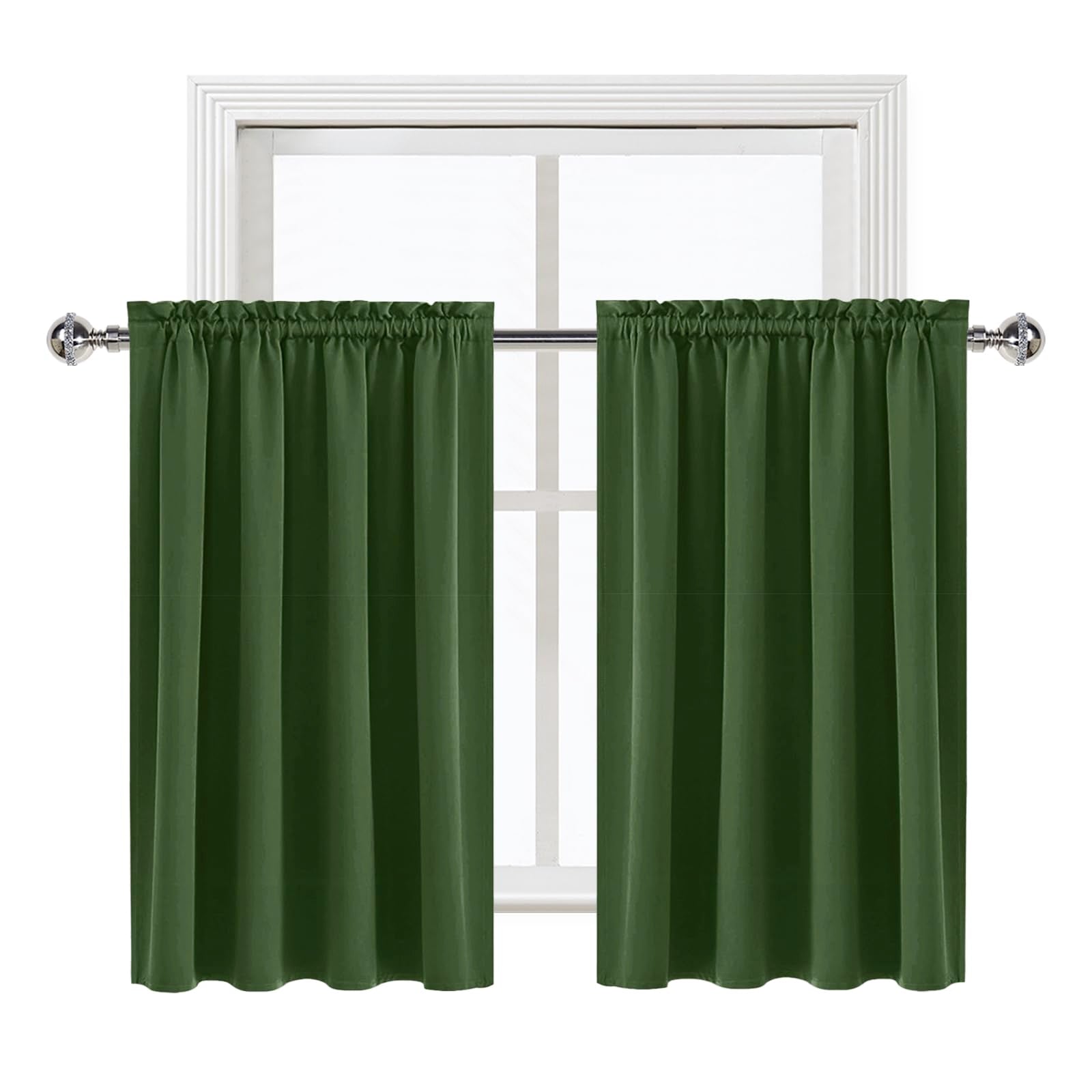 Short Blackout Curtains 52 x 36 Inch for Kitchen RV Bunk Olive Green