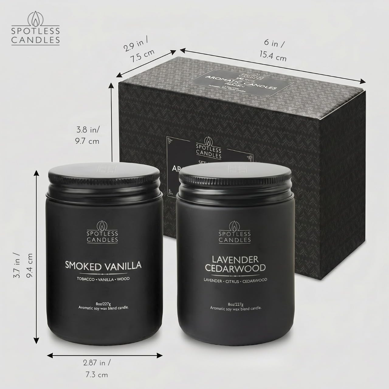 Mens Candle 2 x 8oz Pack Smoked Vanilla and Lavender Cedarwood Scents (2 Count)