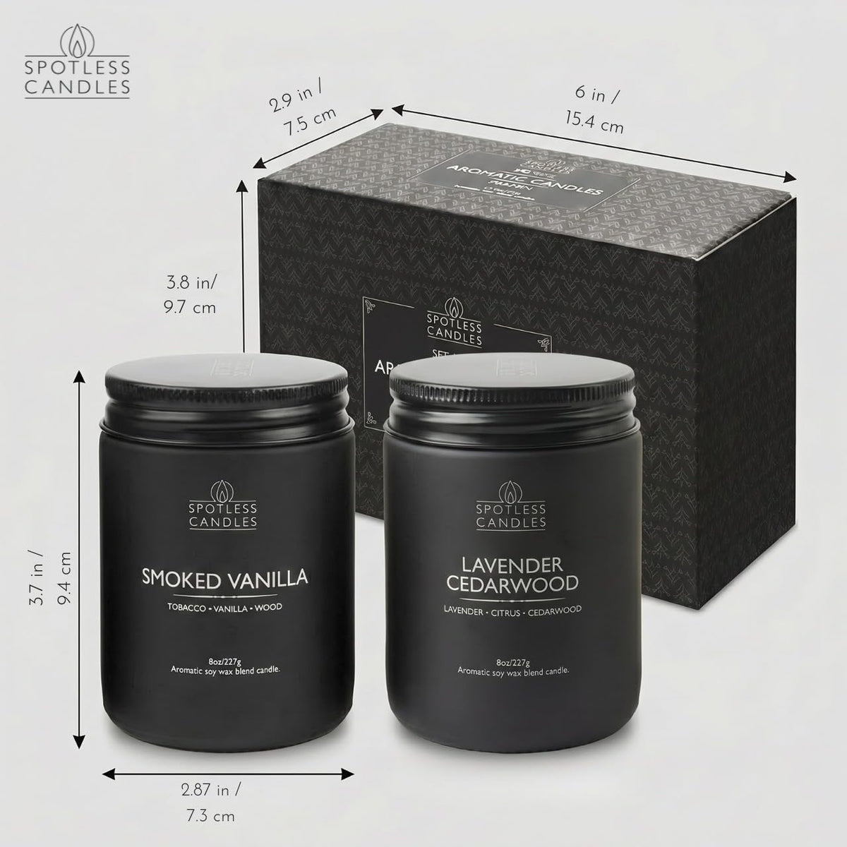 Mens Candle 2 x 8oz Pack Smoked Vanilla and Lavender Cedarwood Scents (2 Count)