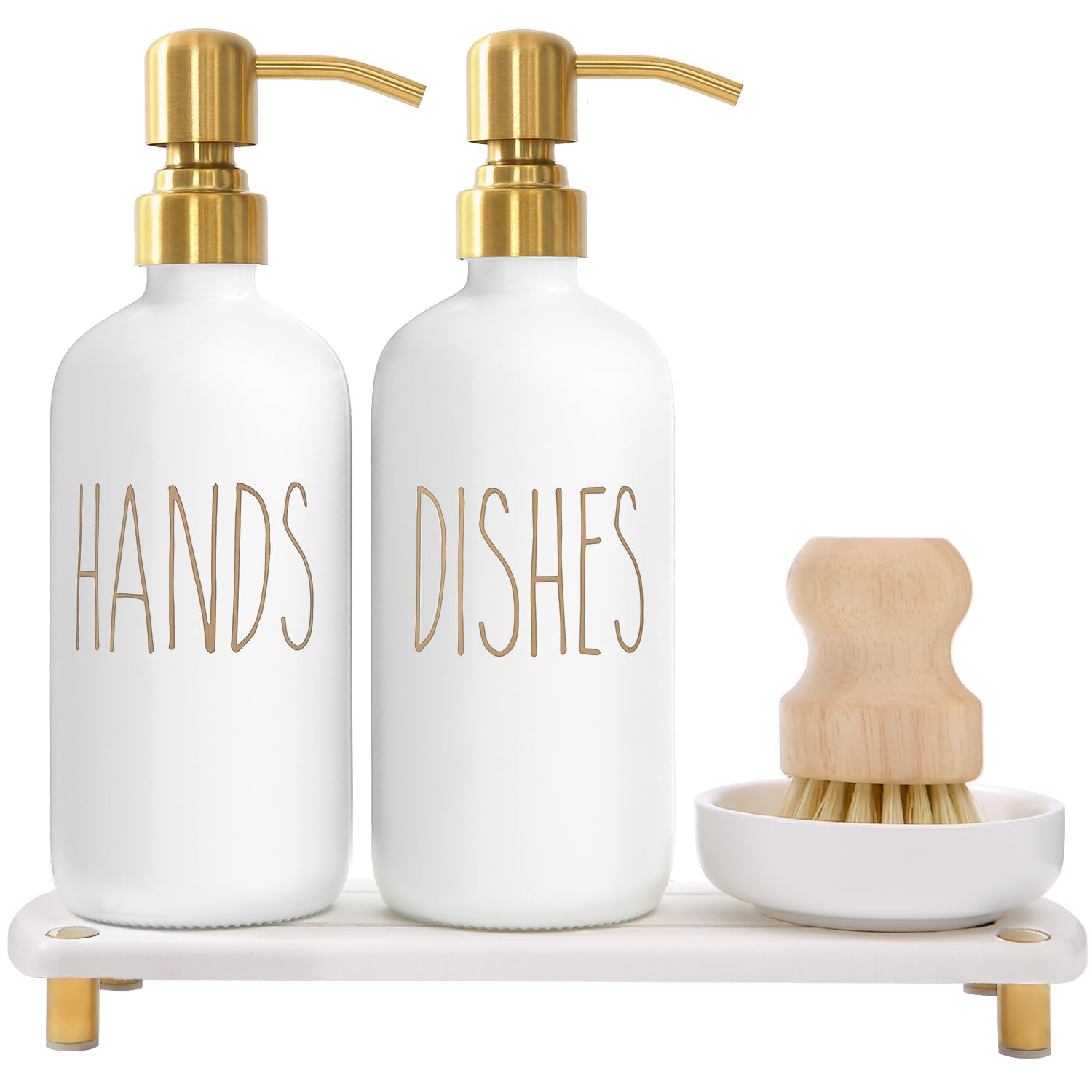 Gold Soap Dispenser Set Comes with Stainless Steel Pumps (4 Count)