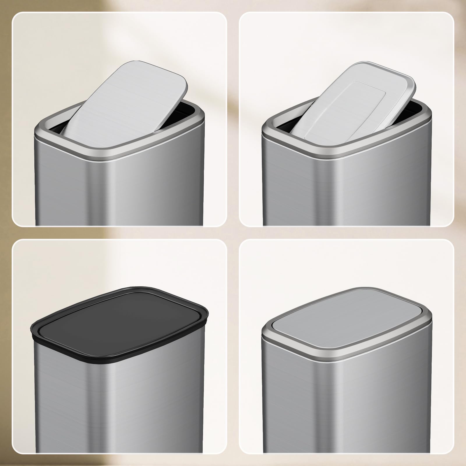 8L 2.1 Gal Small Bathroom Trash Can with Lid (60 Count)