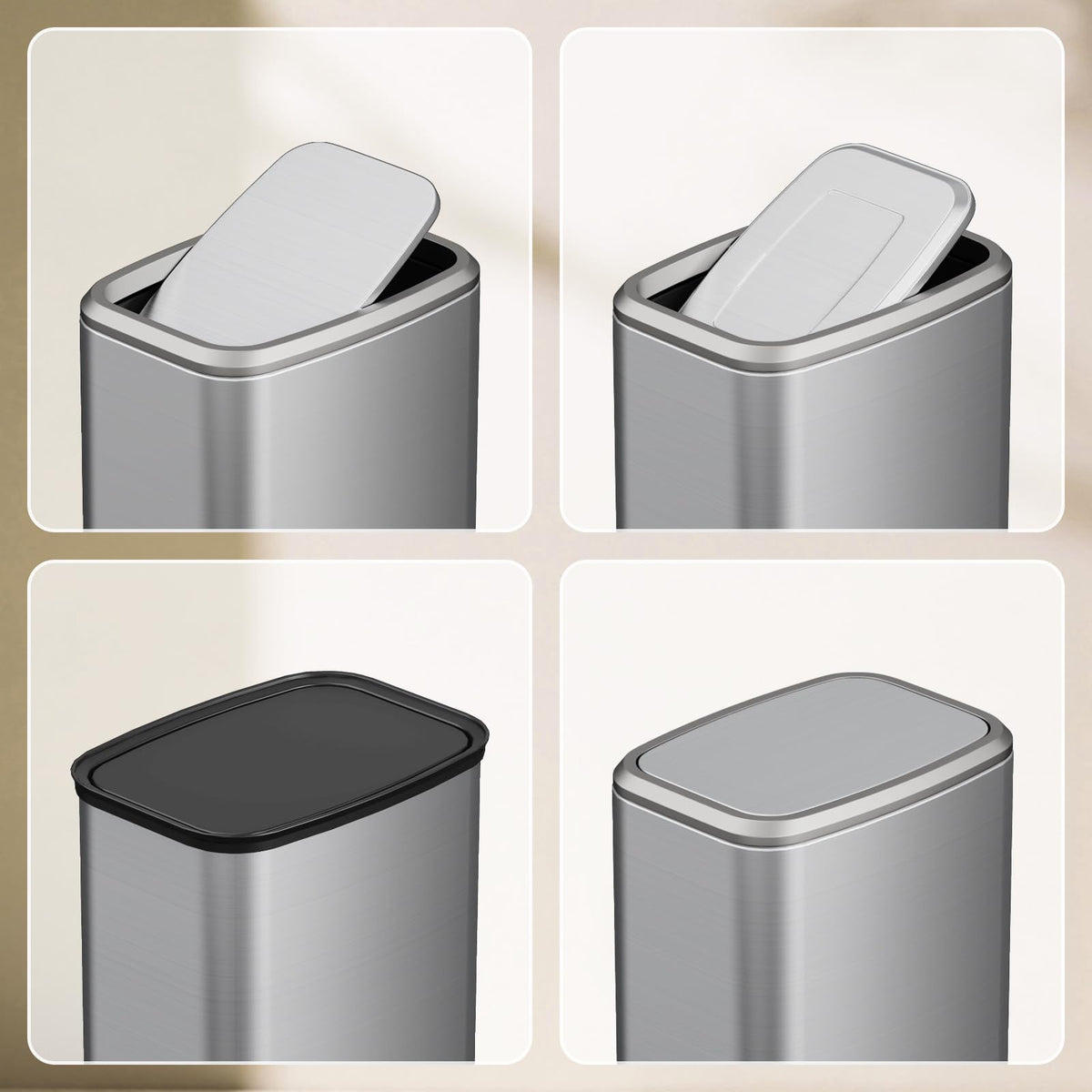 8L 2.1 Gal Small Bathroom Trash Can with Lid (60 Count)