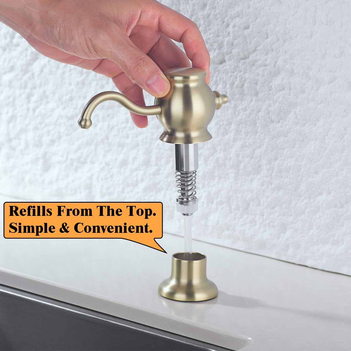 Brushed Gold Soap Dispenser for Kitchen Sink