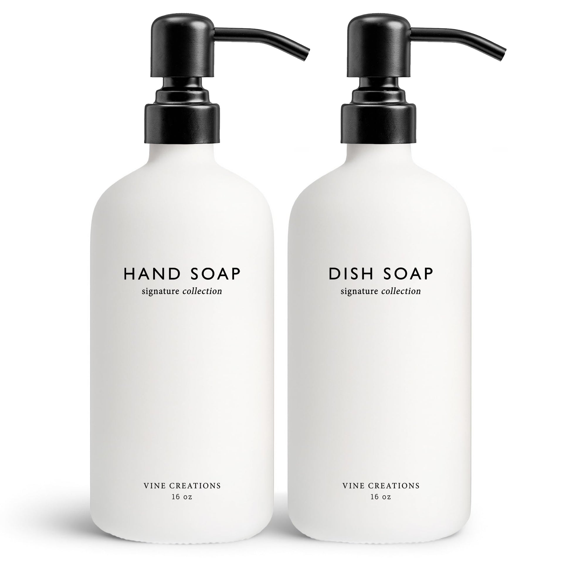 White Glass Soap Dispenser Set (16 Ounce)