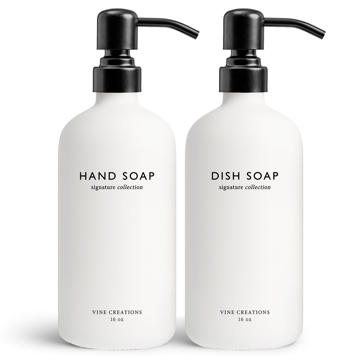 White Glass Soap Dispenser Set (16 Ounce)