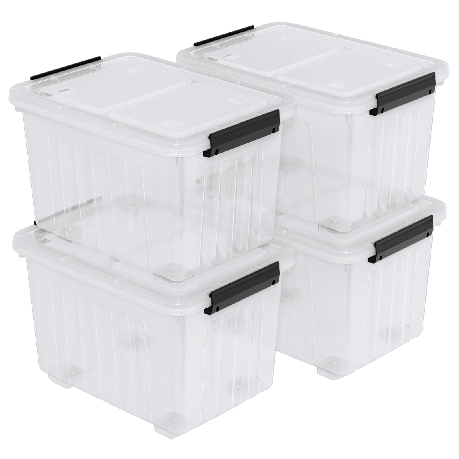 50 Quart Large Plastic Latching Box with Lid (4 Count)