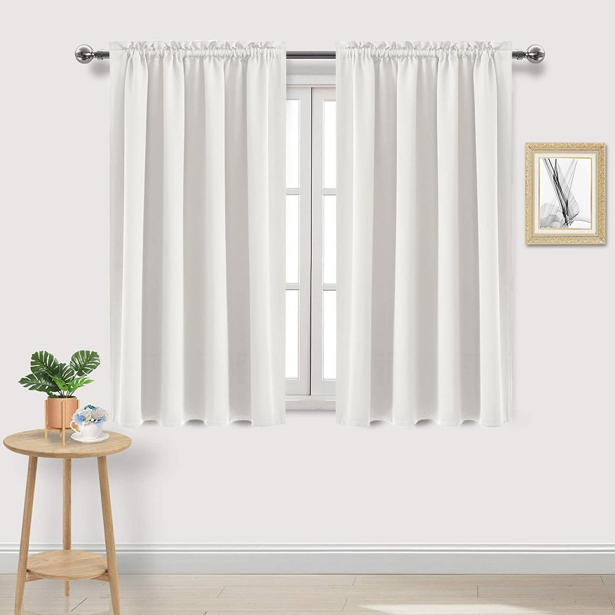 Blackout Curtains for Bedroom Living Room 52 x 45 Inch Long Ivory (2 Count)
