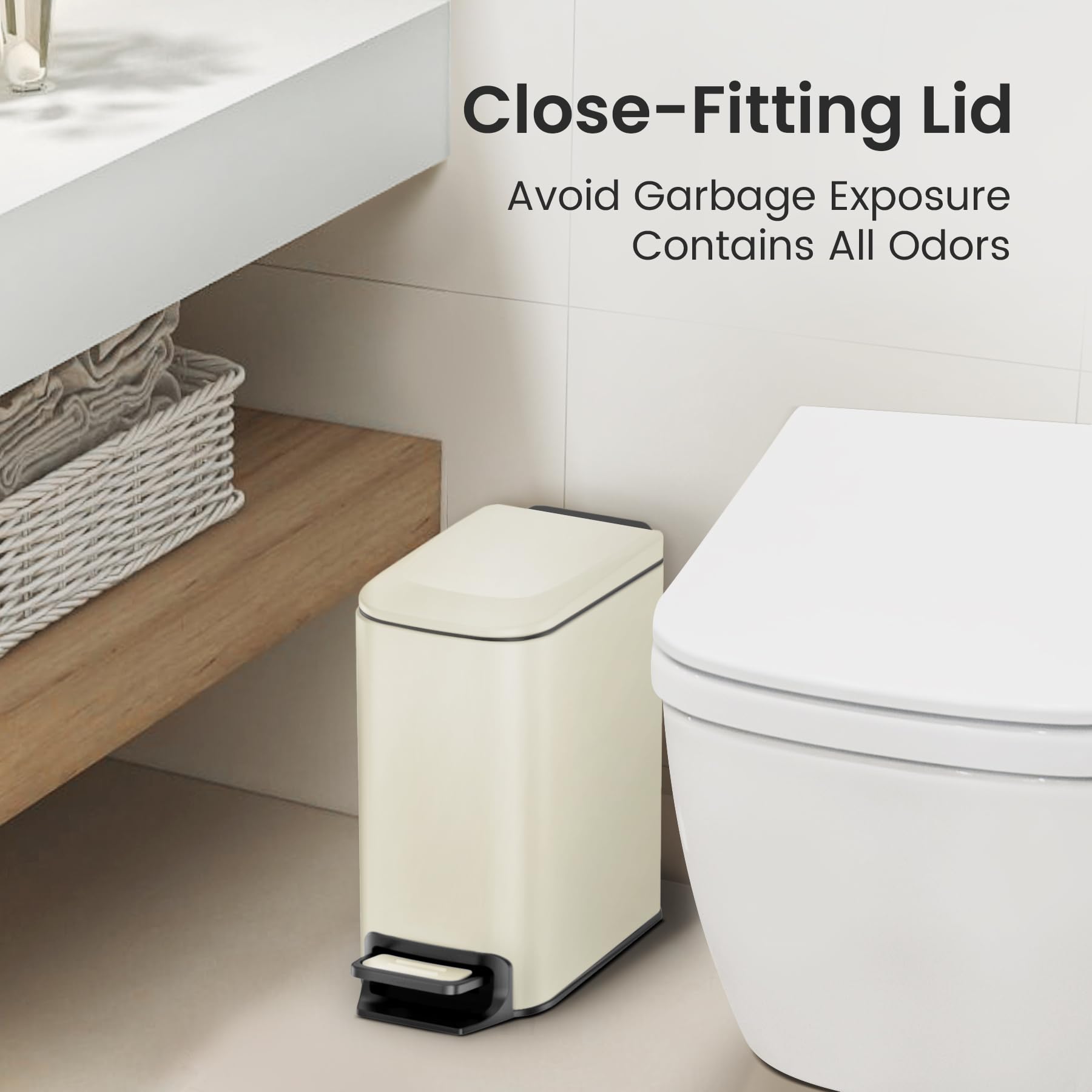 Small Bathroom Trash Can with Lid