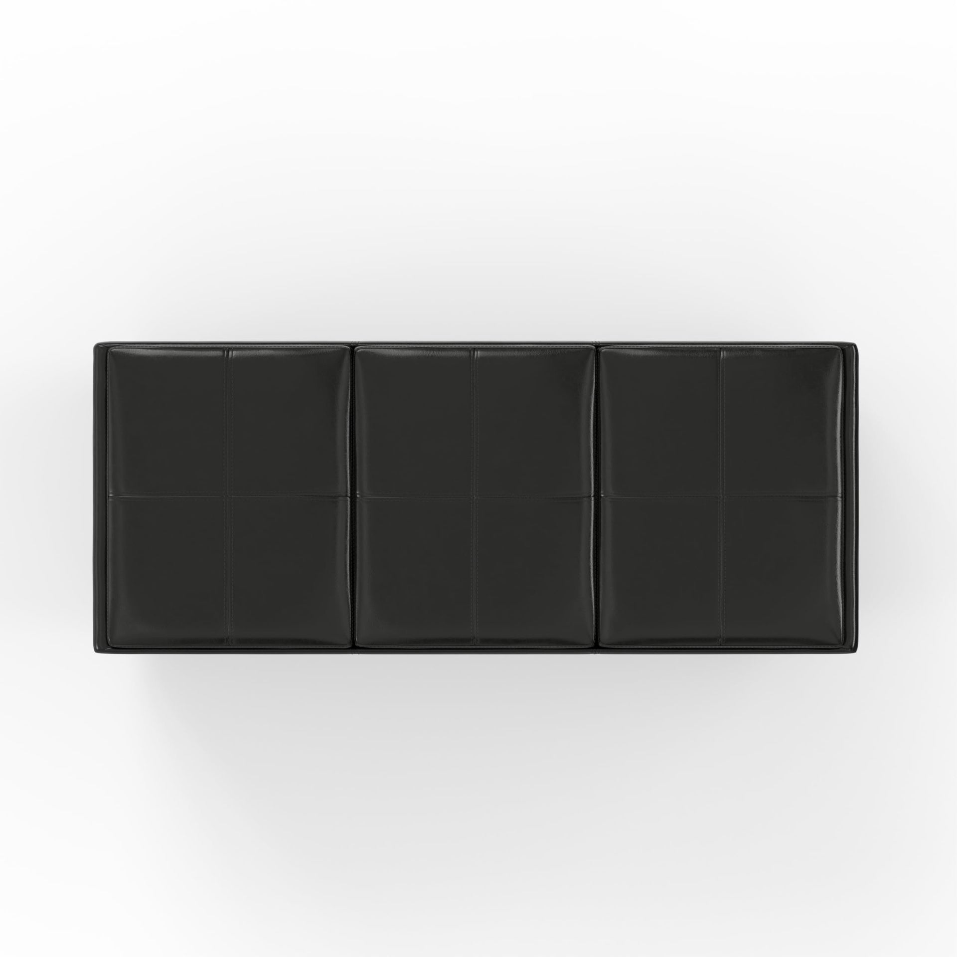 Avalon 42" Wide Vegan Leather Storage Ottoman in Midnight Black
