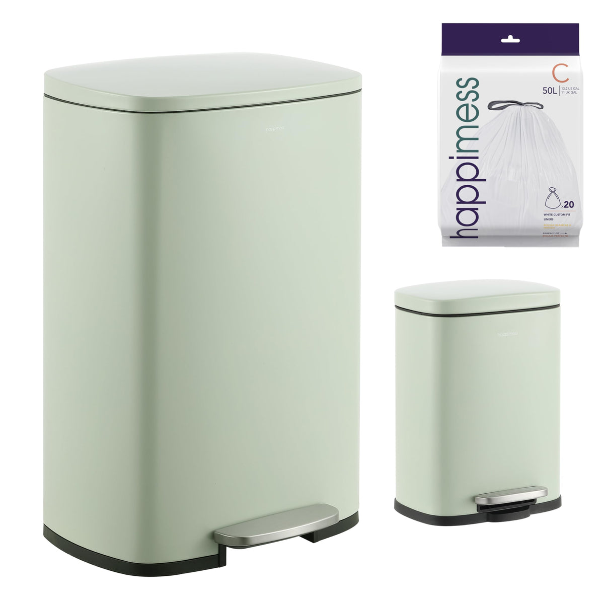 Connor 2 Piece Iron Trash Can (2 Count)