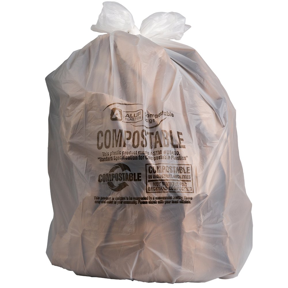55 60 Gallon Compostable Trash Bags │ 0.85 Mil │ Clear Garbage Can Liners │ 38” x 58” (35 Count)
