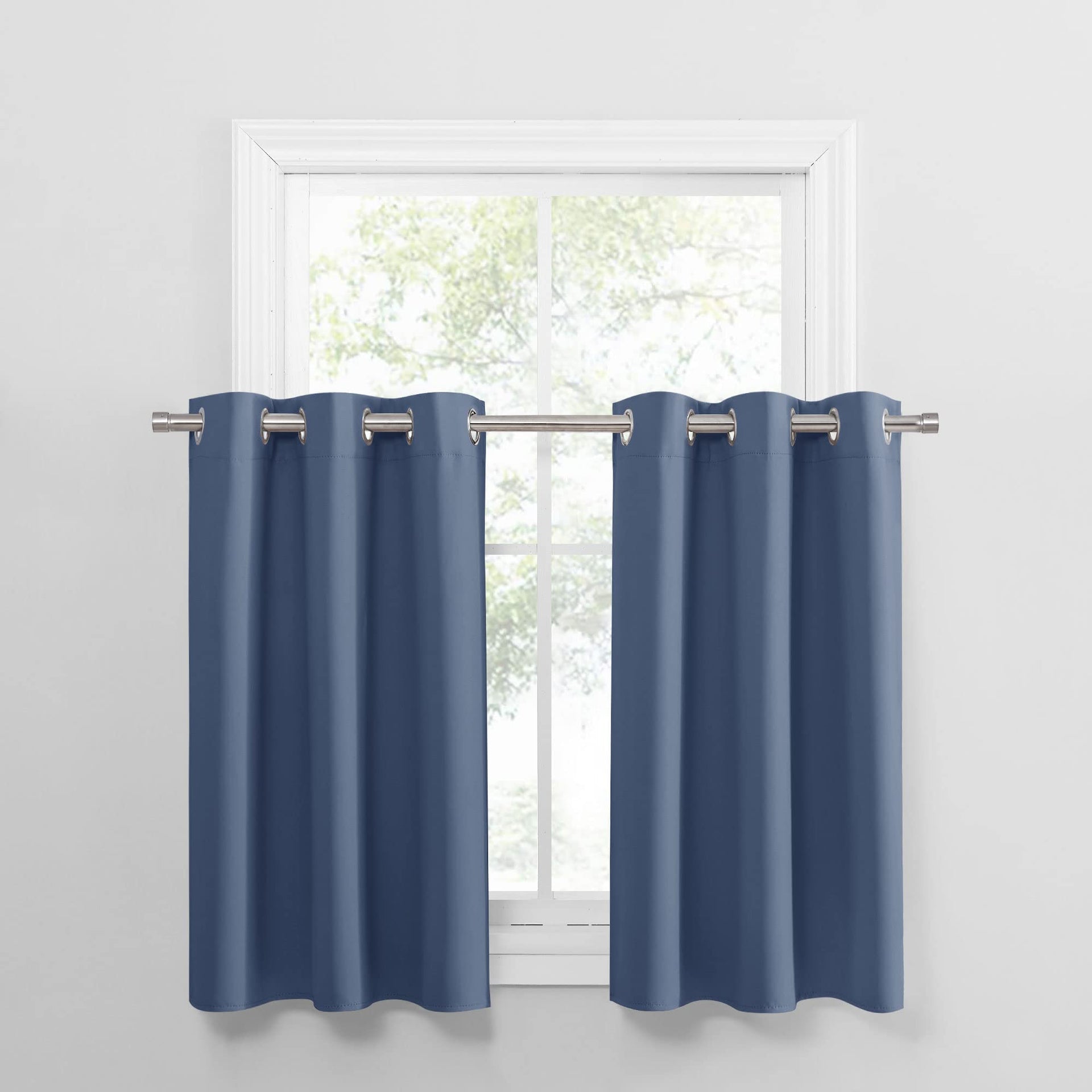 Stone Blue Kitchen Curtains 36 inch for Small Window Curtains
