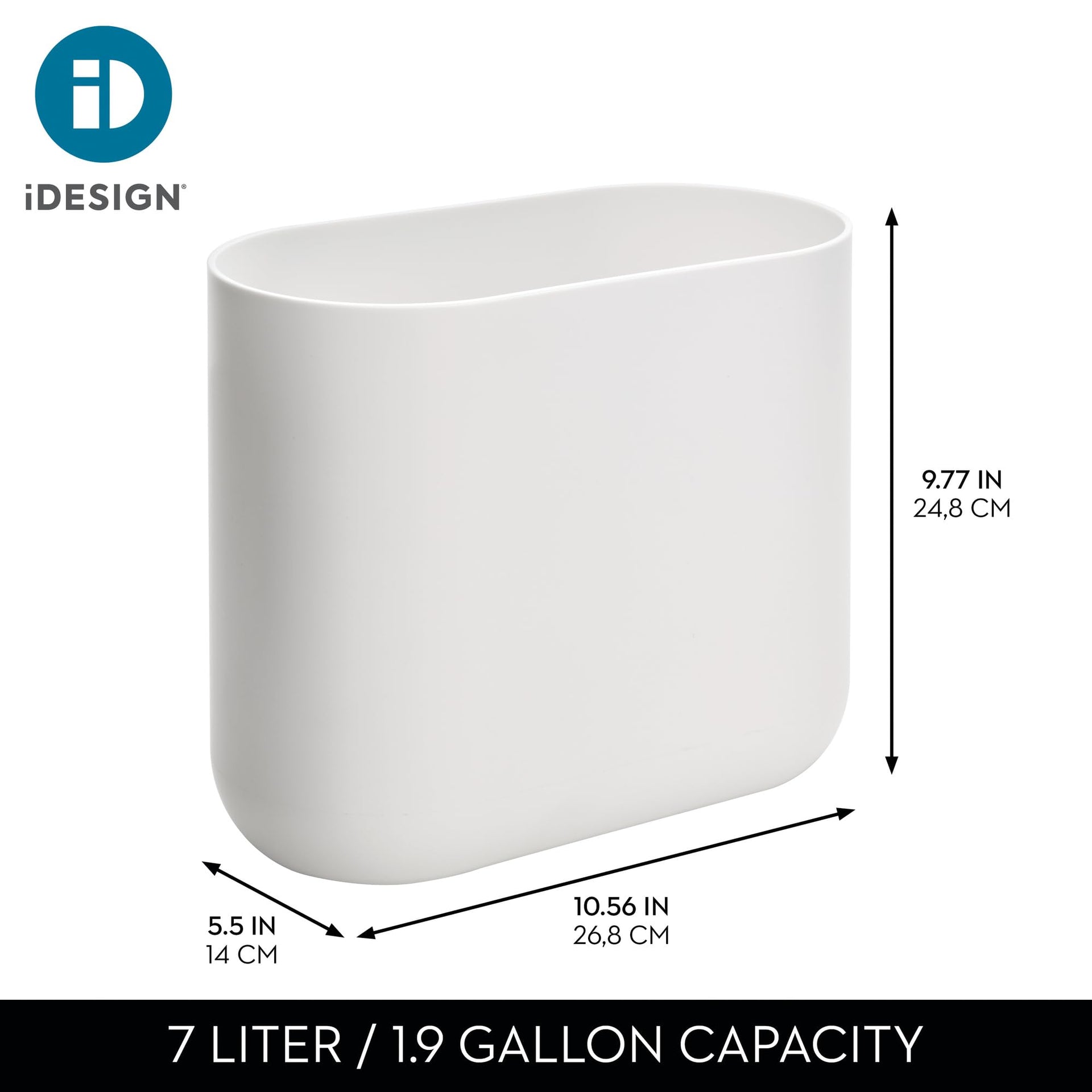 Small Slim Plastic Bathroom Trash Can (2 Count)