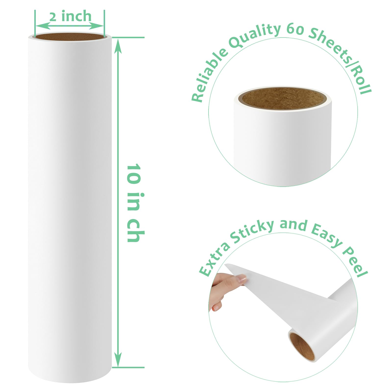 Large Lint Roller Refills 10 inch Wide Ultra Sticky Mega Roller Refills for Evercare Layers Smart Design Leo Cleaning Floor Roller for Removing Pet Hair (360 Count)