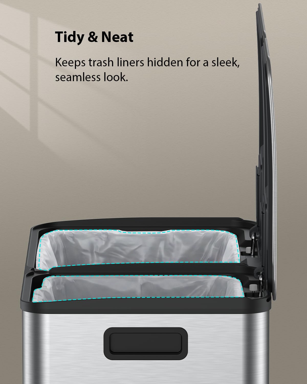 Dual Trash and Recycling Bins for Kitchen (2 Count)