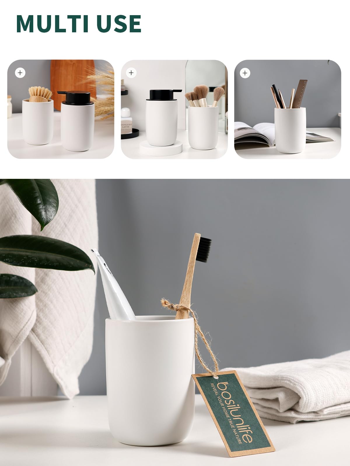 Soap Dispenser and Toothbrush Holder Set (2 Count)