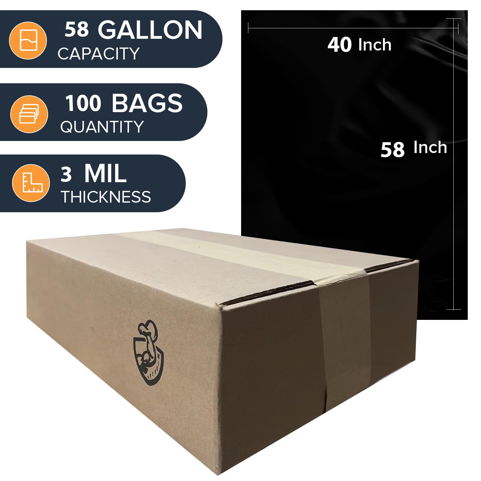 ToughBag 55 60 Gallon Heavy Duty Trash Bags (100 Count)