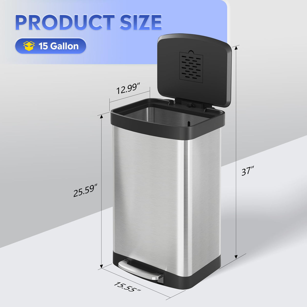 55 Liter Gallon Trash Can with Soft