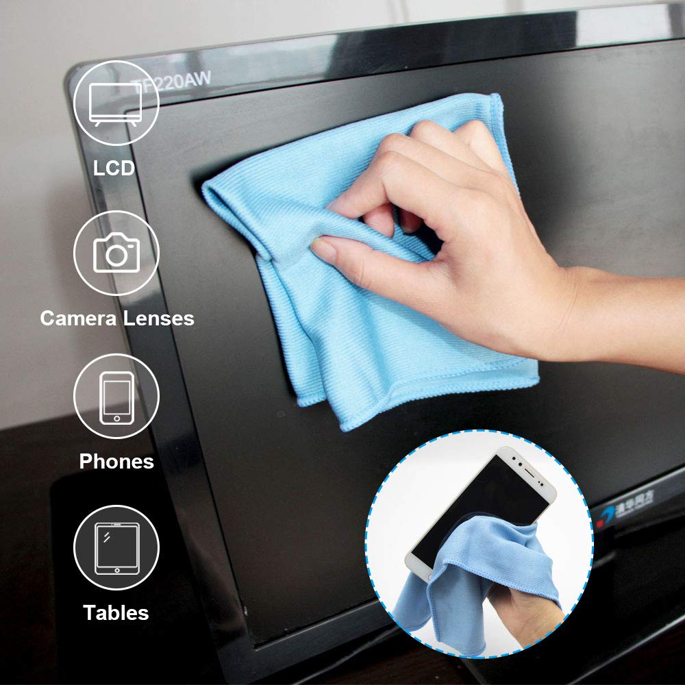 Auto Care Microfiber Glass Cleaning Cloths Towels for Windows Mirrors Windshield Computer Screen TV Tablets Dishes Camera Lenses Chemical Free Lint Free Scratch Free (8 Count)