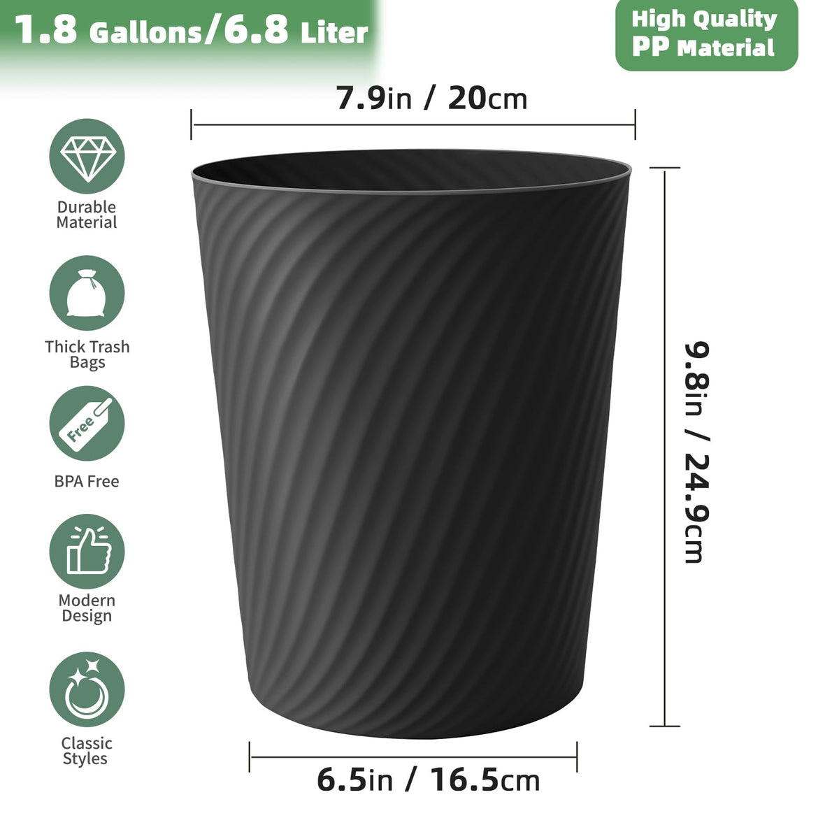 Small Trash Can 1.8 Gallons (3 Count)