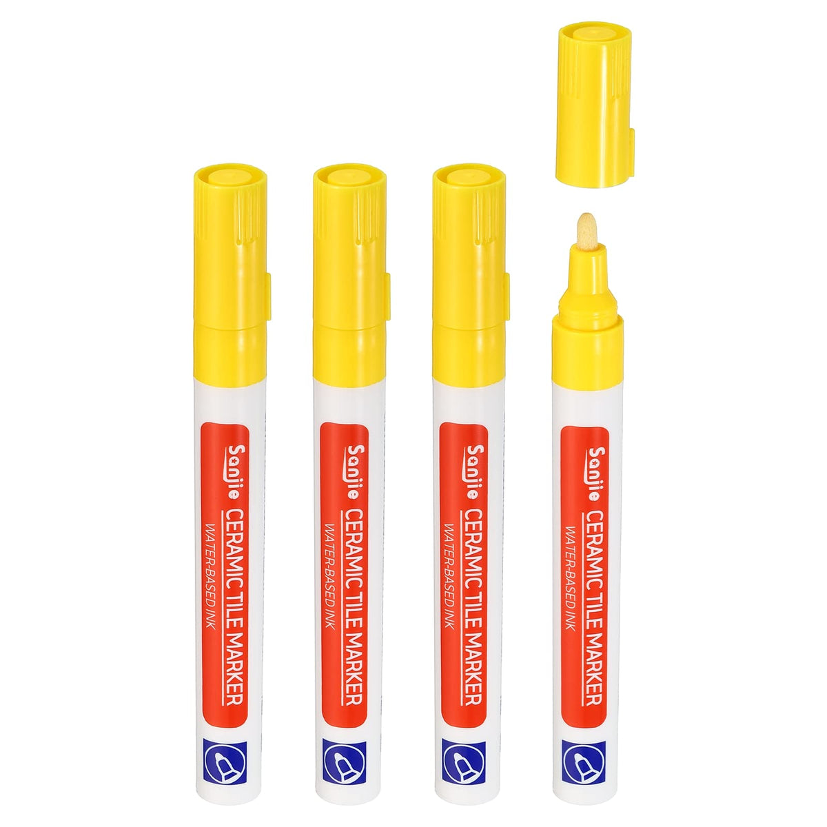 Grout Pen 4 Pack Yellow Tile Marker Waterproof Grout Sealer Pen Tile Repair Pens Paint Pens for Wall Floor Bathroom Kitchen Refresh (4 Count)