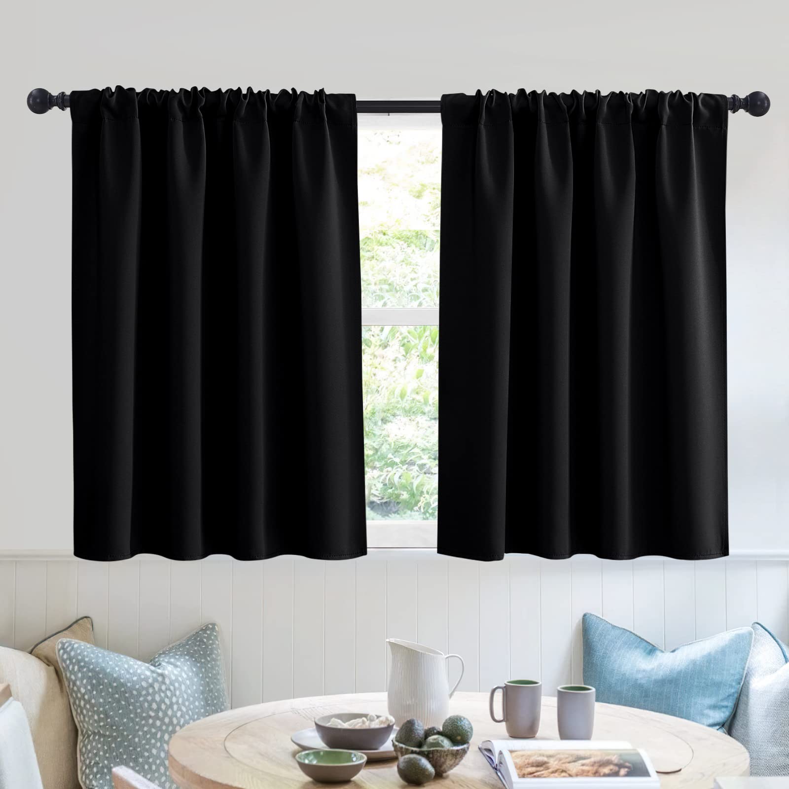 Short Blackout Curtains for Small Window Kitchen Bathroom Cafe RV