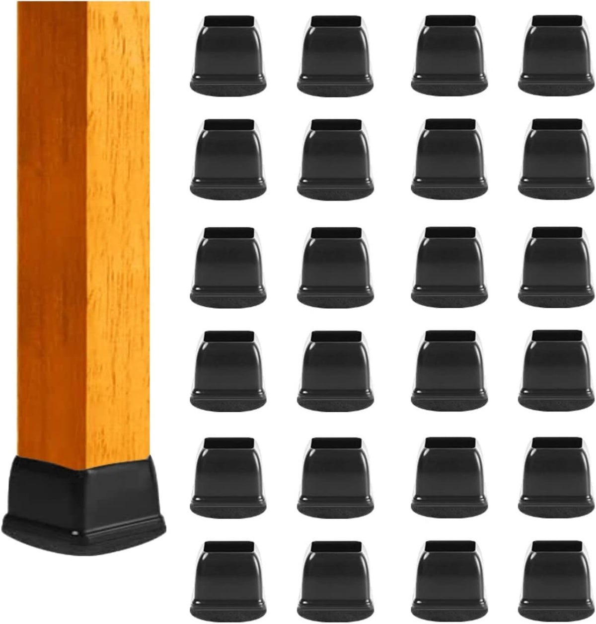 Small Square Silicone Chair Leg Floor Protectors with Wrapped Felt (16 Count)