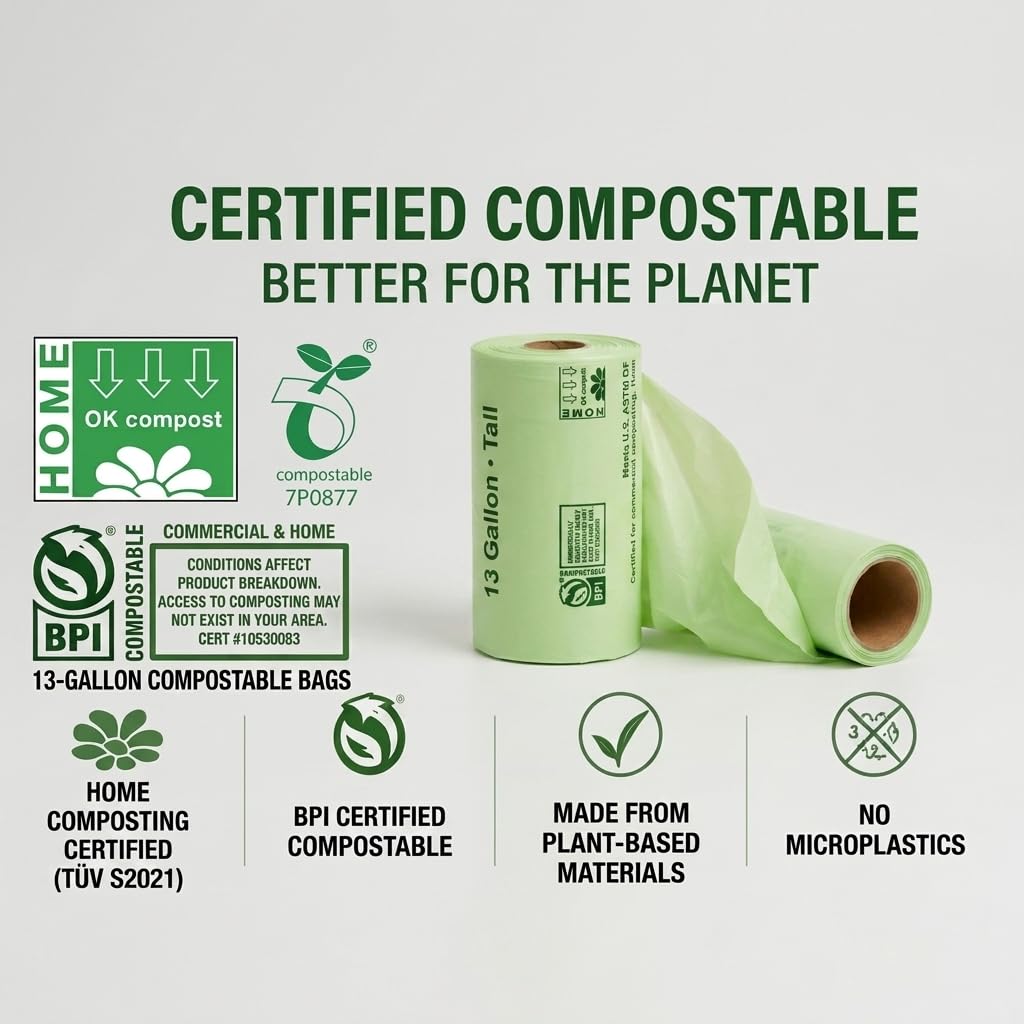 13 Gallon Compostable Trash Bags (50 Count)