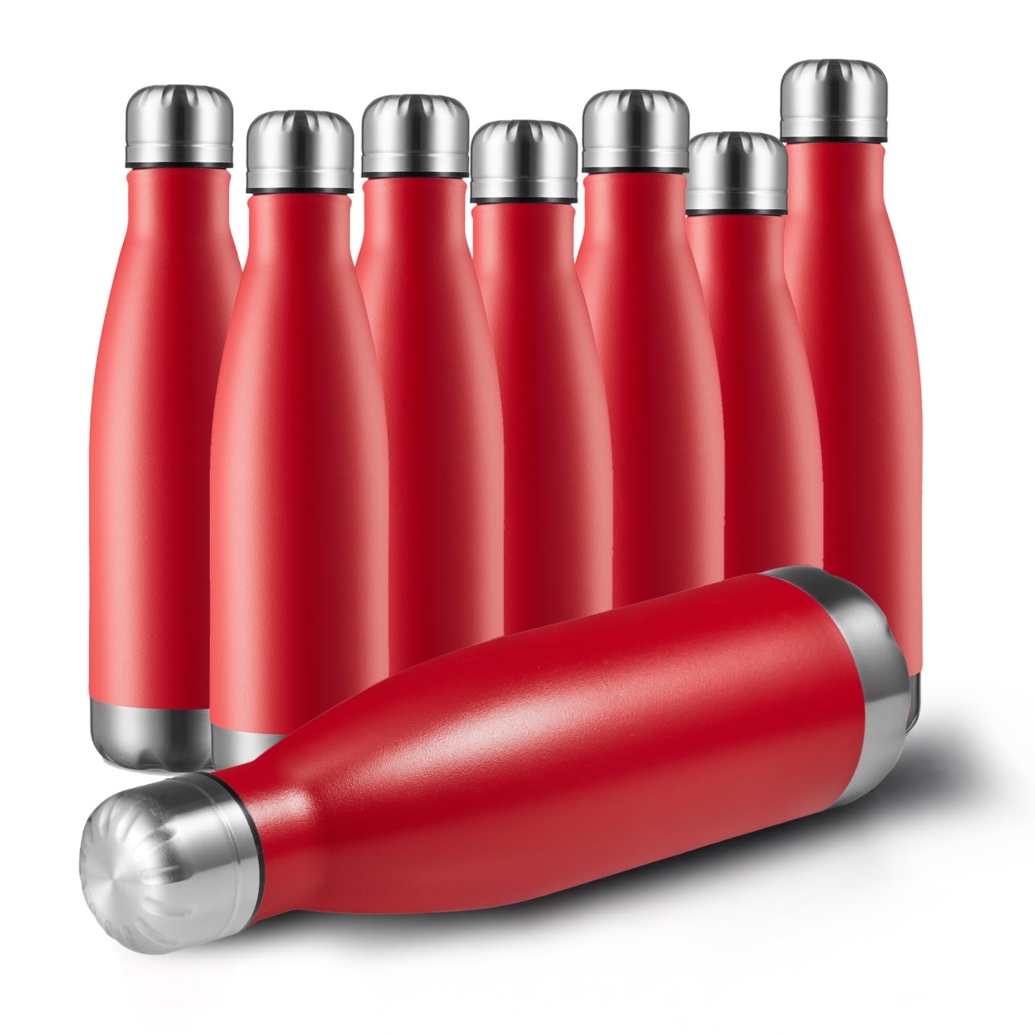17oz Sport Water Bottle 8 Pack Vacuum Insulated Stainless Steel Leak